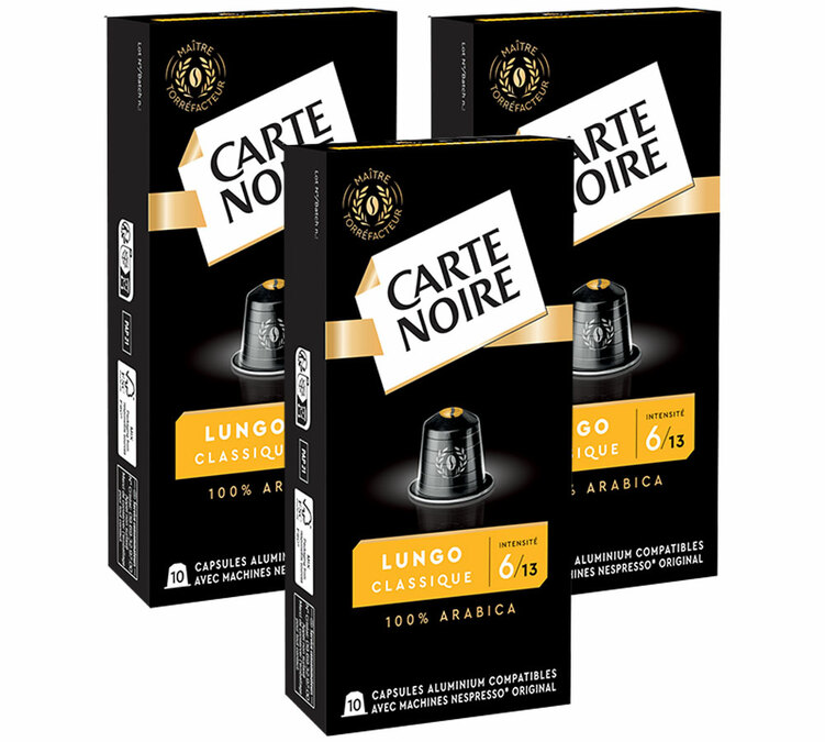 30 capsules compatibles Nespresso* Original Espresso Lungo N°6 - CARTE NOIRE