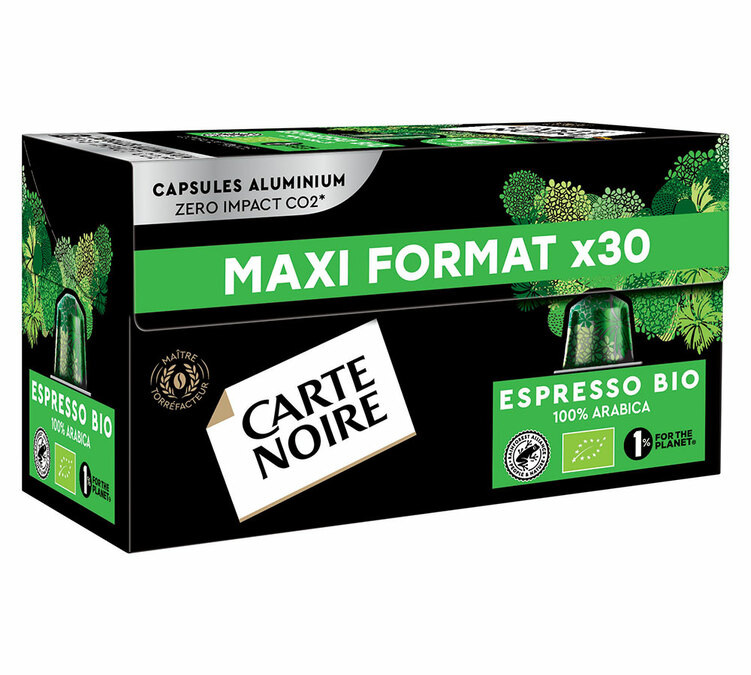 30 capsule compatibili con Nespresso* Original - ESPRESSO BIO - CARTE NOIRE