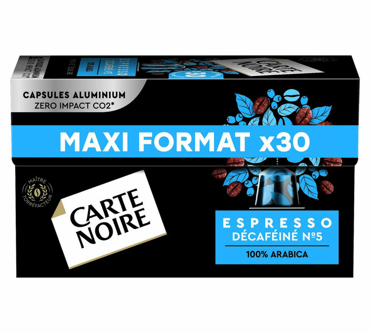30 capsules compatible with Nespresso* Original Espresso Decaffeinated - CARTE NOIRE