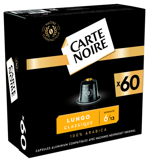 60 κάψουλες συμβατές με Nespresso* Original Espresso Lungo N°6 - CARTE NOIRE
