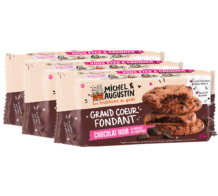 Förpackning med Askar av Chokladkakor med Smältande Hjärta - 3 x 6 kakor - MICHEL & AUGUSTIN