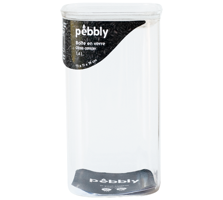 Fyrkantig glasförvaringslåda 1.4L - PEBBLY
