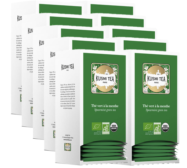 Zielona herbata z miętą Bio dla profesjonalistów - 10 opakowań po 25 worków foliowych - Kusmi Tea