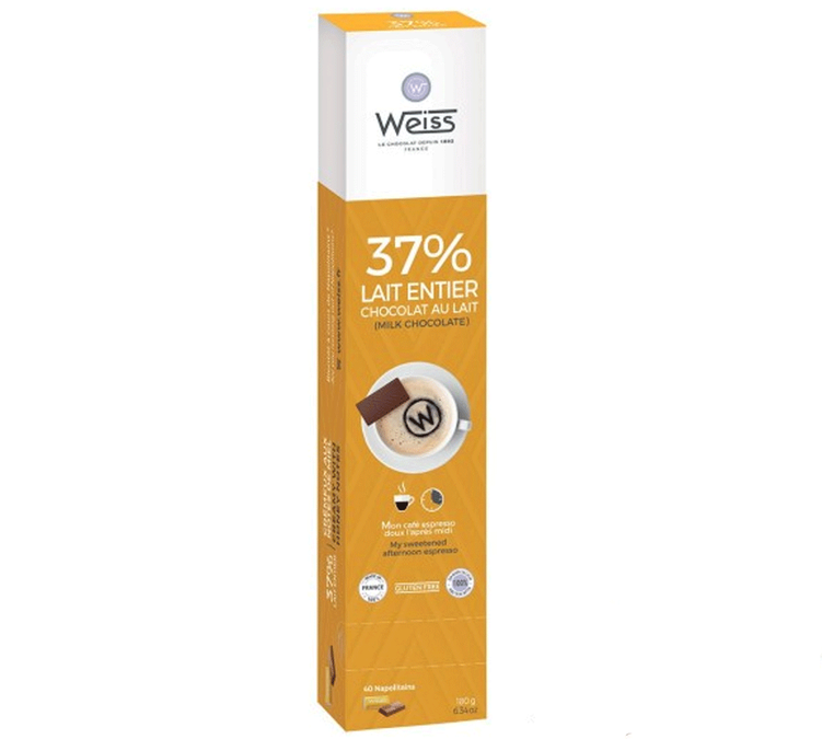 Chocolate com leite integral 37% - 40 napolitains - MAISON WEISS