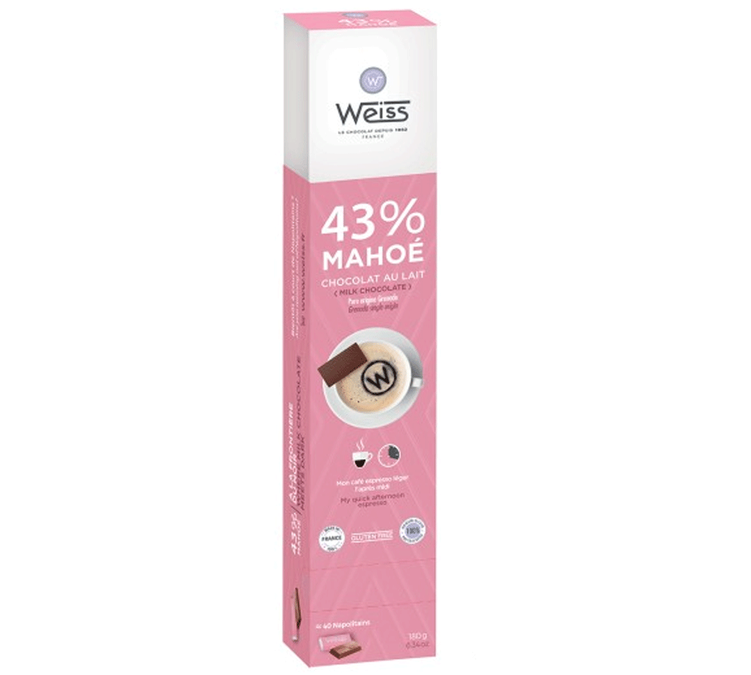 Mahoé 42% Pieniškas Šokoladas - 40 Napolitainų - MAISON WEISS
