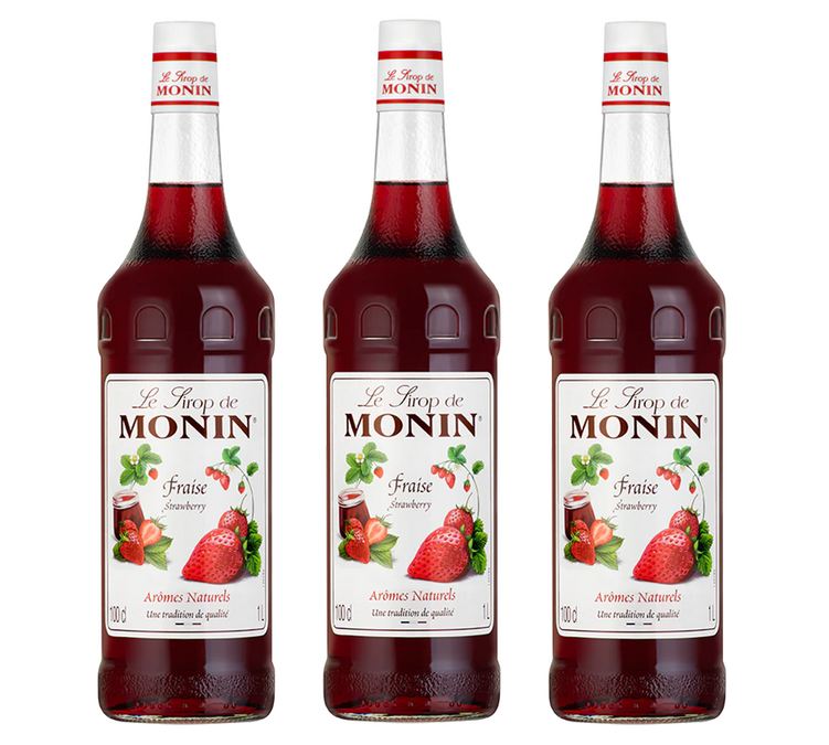 3 x Monin Sirup - Erdbeere - 1 l