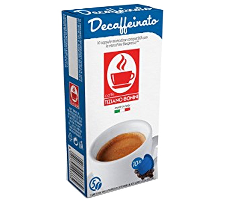 10 Nespresso* Original suderinamų kapsulių be kofeino - BONINI