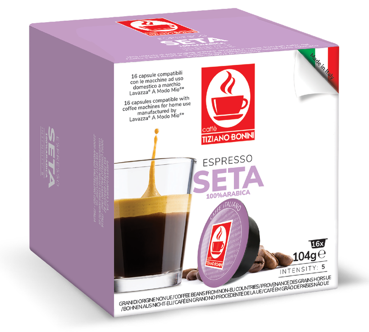 16 Cápsulas de café compatíveis com A Modo Mio Espresso Seta - CAFFE BONINI