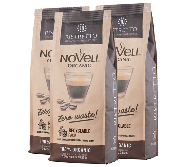 3 x 250 g - Kahvipavut - Ristretto Bio - NOVELL