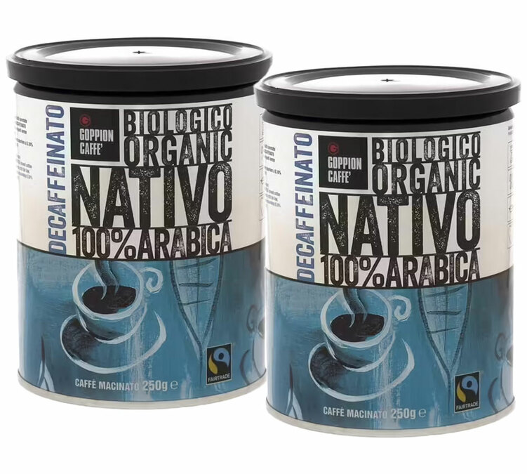 2 x 250 g - Αλεσμένος Καφές - Nativo Χωρίς Καφεΐνη 100% Βιολογική Αραβική - Δίκαιο Εμπόριο - GOPPION CAFFÈ