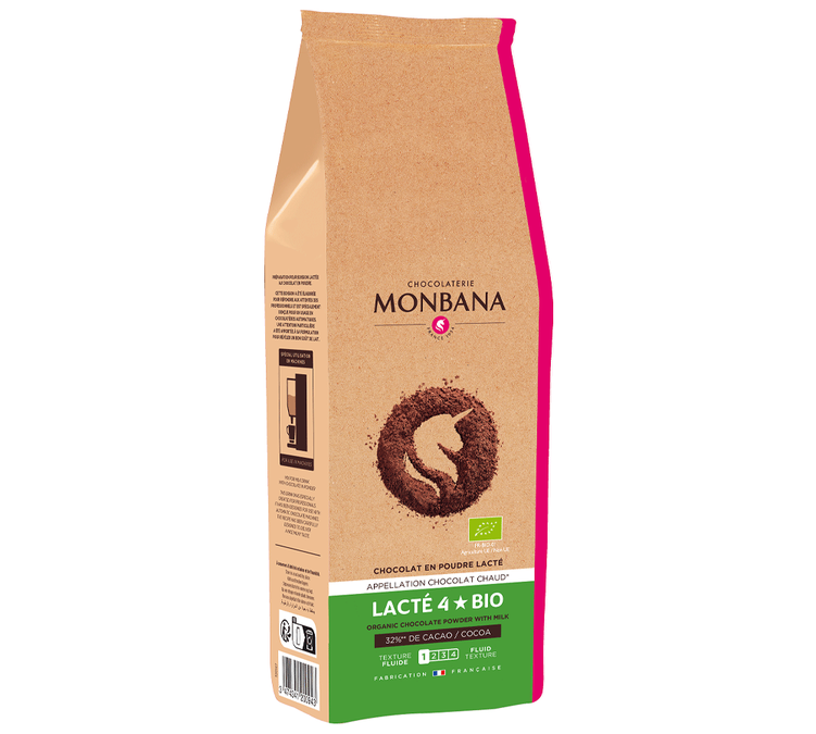 MONBANA Ekologiškas 4-Žvaigždučių Pieniško Šokolado Milteliai - Didmena 1 kg