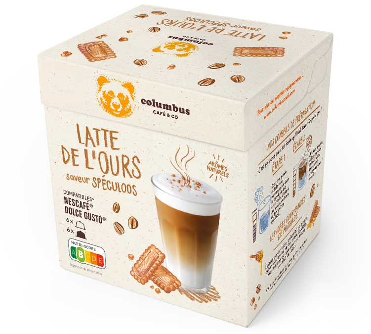 12 kapsula kompatibilnih s Nescafé* Dolce Gusto* Latté de l’Ours Speculoos – COLUMBUS