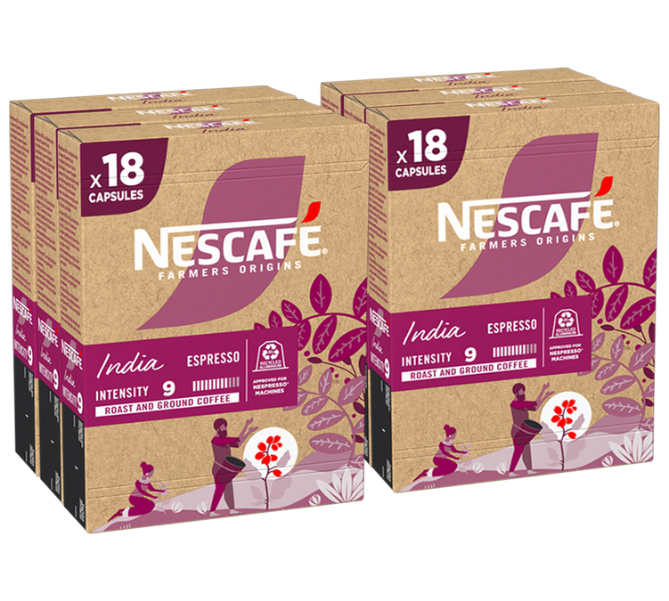 108 kapsulės suderinamos su Nespresso* Original Indija - NESCAFE FARMERS ORIGINS