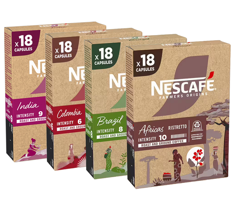 Пакет за Откриване - 72 Съвместими Капсули Nespresso* Original - Nescafé Farmers Origins