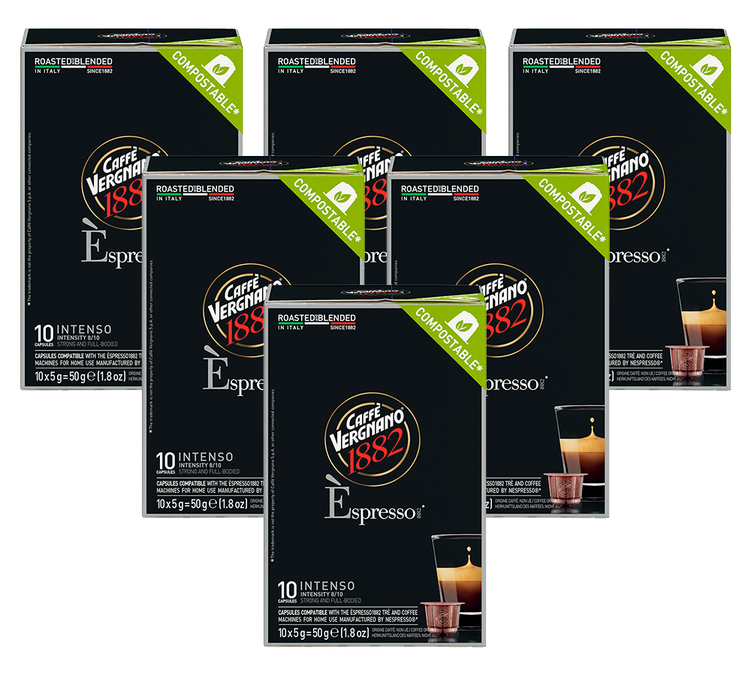 60 cápsulas compatíveis com Nespresso* Original Espresso Intenso - CAFFE VERGNANO