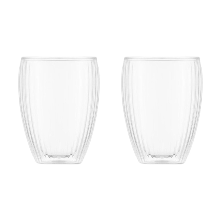 2 db BODUM PAVINA duplafalú, bordázott pohár szett, 32 cl, átlátszó