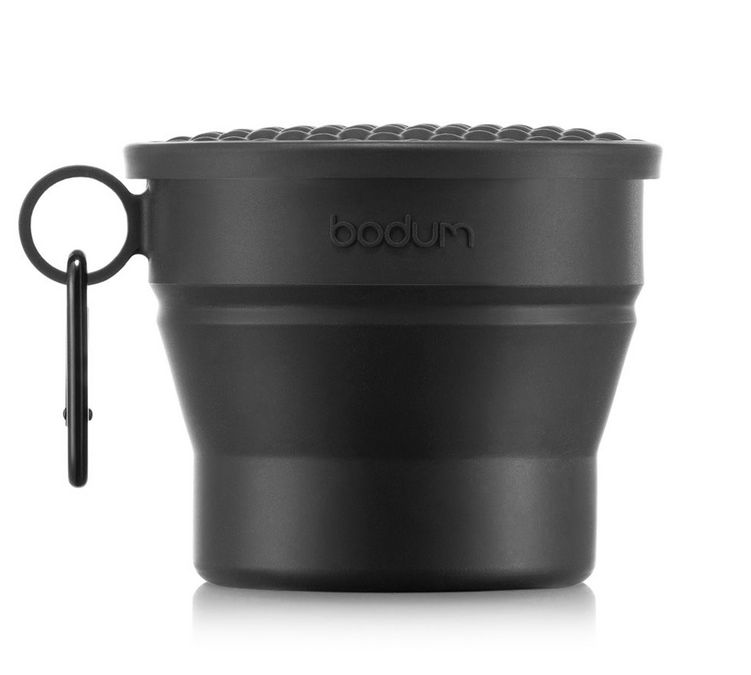 BODUM Utazási bögre - Összecsukható Bistro fedővel és karabínerrel, 0,3 l, fekete