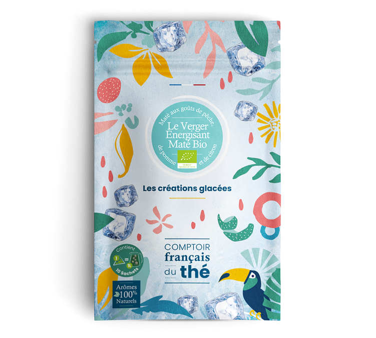 Bioenergetisierender Mate-Eistee aus dem Obstgarten - 10 Teebeutel - COMPTOIR FRANÇAIS DU THÉ