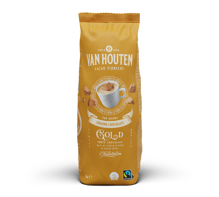 Geraspte Chocoladepoeder Witte Chocolade met Karamel 100% Chocolade - Bulk 1 kg - FAIRTRADE - VAN HOUTEN