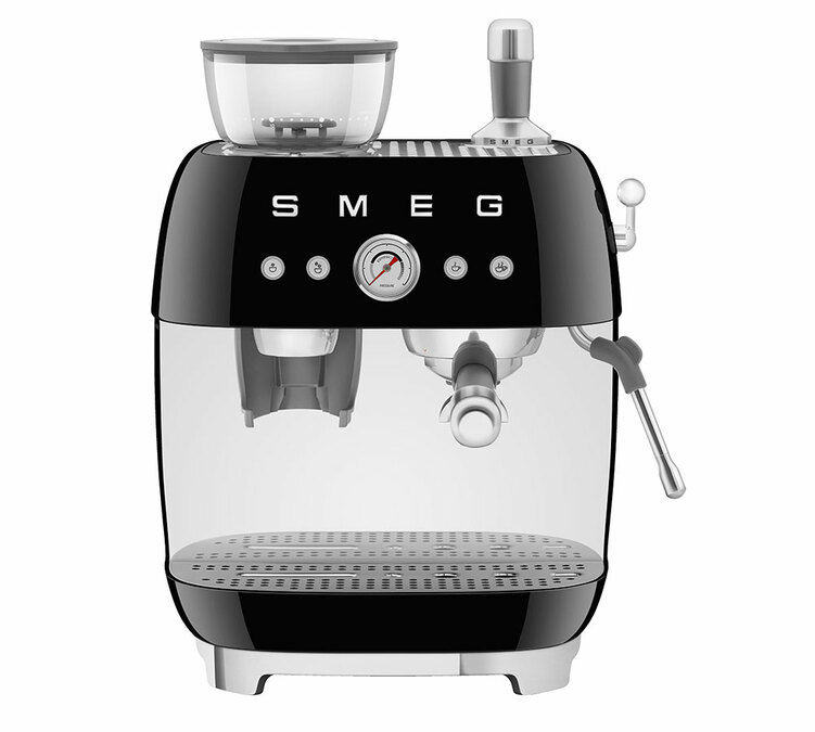 Máquina de espresso SMEG EGF03BLEU Preta Anos 50 com moedor integrado