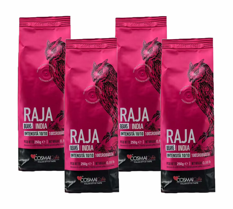 4 x 250 g - Café em Grão - Índia Raja 100% Robusta - COSMAI CAFFÈ