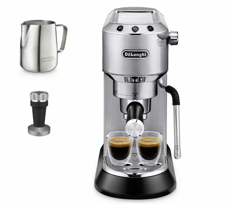 DeLonghi Dedica Arte EC885.M Metal eszpresszó gép LatteArt gőzcsővel + Barista készlet