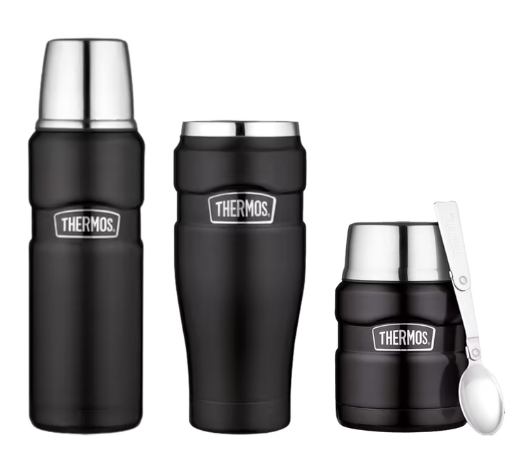 Isolerende set (Mok - Fles - Lunchbox) Mat zwart 47cl - THERMOS