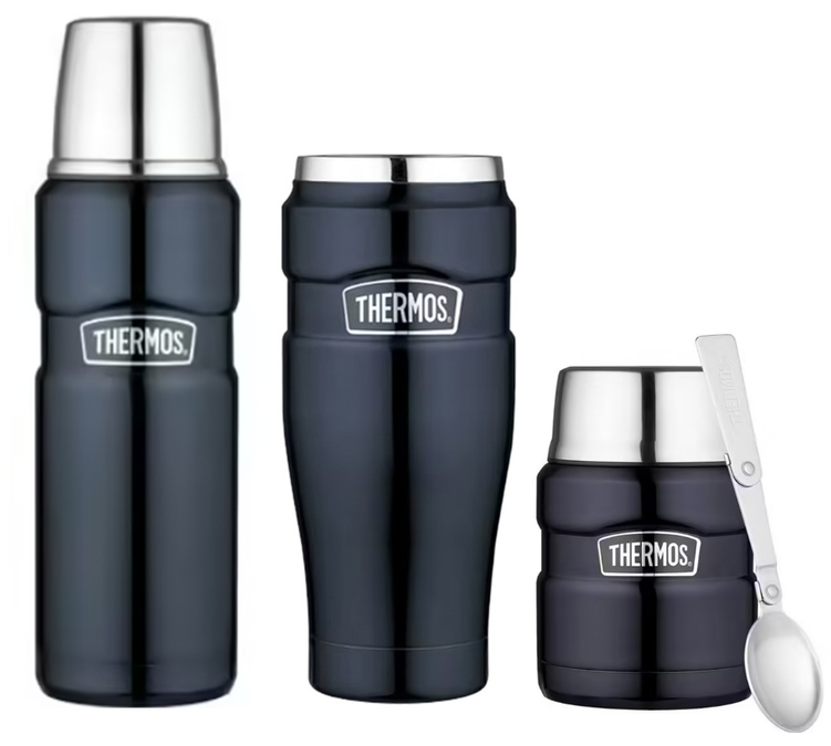 Zestaw termiczny (Butelka - Kubek - Pudełko na lunch) Stainless King granatowy 47 cl - THERMOS
