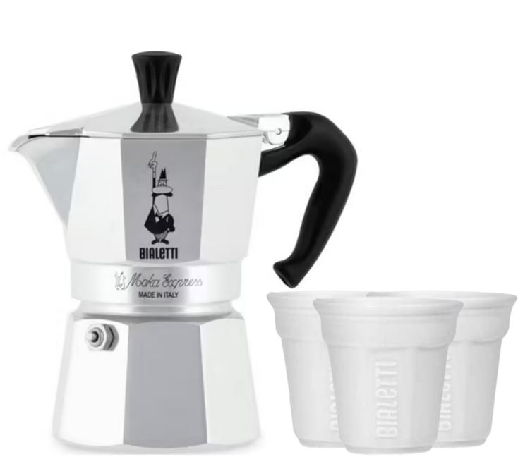 Cafetière italienne Moka Express 3 tasses + 6 tasses 9 cl - BIALETTI