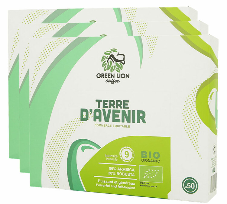 150 Nespresso* Pro kompatible Kapseln Terre d'avenir Bio Fairer Handel – GREEN LION COFFEE