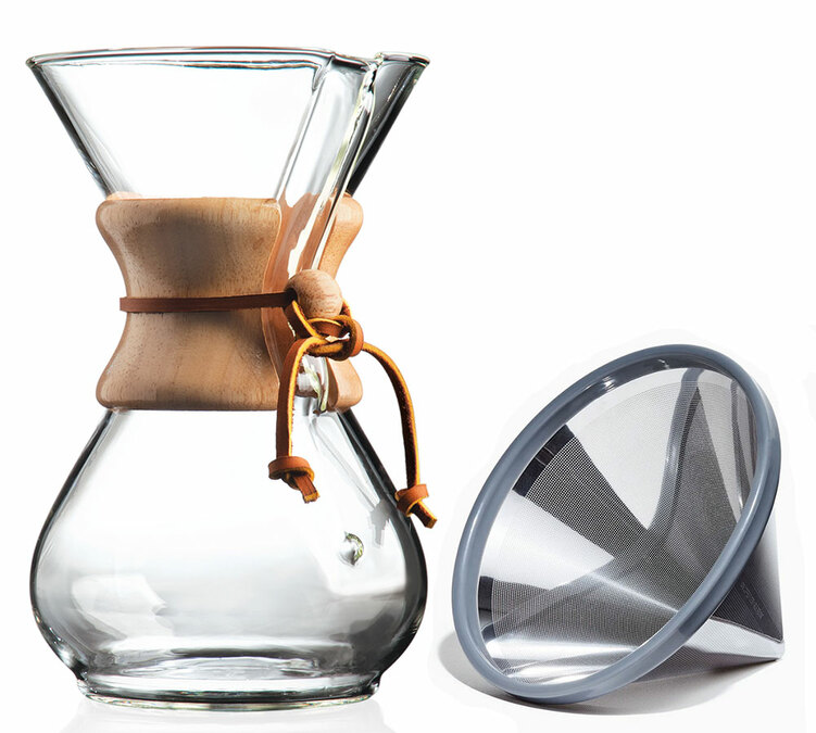 Cafeteira CHEMEX de vidro 6 chávenas e filtro permanente ABLE Kone