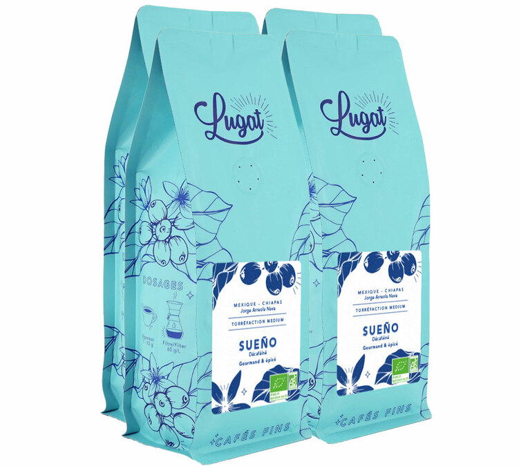 1 Kg Gemalen Koffie voor Professionals Biologisch Decafeïne Sueño - Lugat