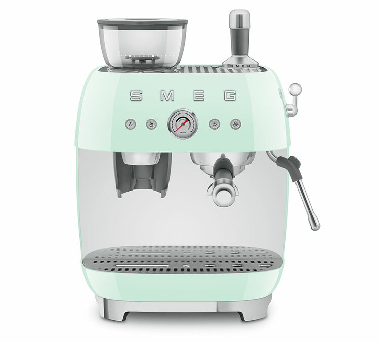 SMEG EGF03PGEU Meeresgrüne Espressomaschine der 50er Jahre mit integriertem Mahlwerk