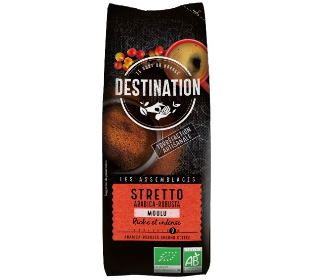 250 g - Kvernet kaffe - Stretto Italiano Filterkverning Arabica/Robusta Økologisk - DESTINATION