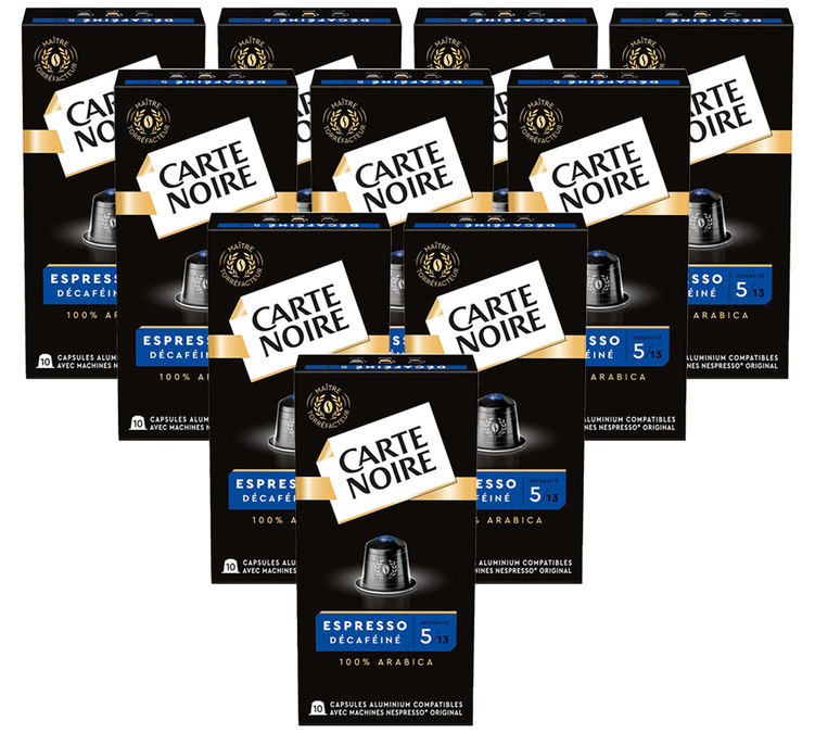100 cápsulas compatibles con Nespresso* Original Espresso Descafeinado - CARTE NOIRE
