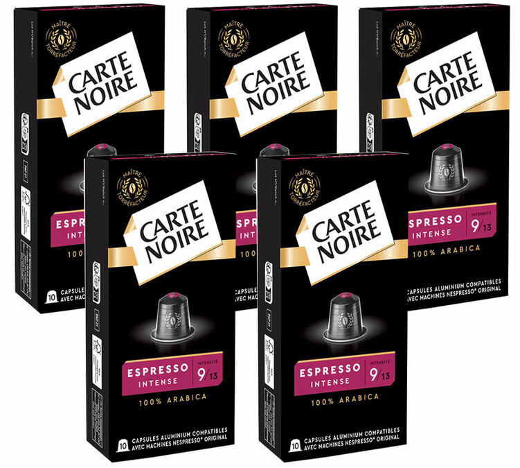 50 cápsulas compatibles con Nespresso* Original Espresso Intenso nº9 - CARTE NOIRE