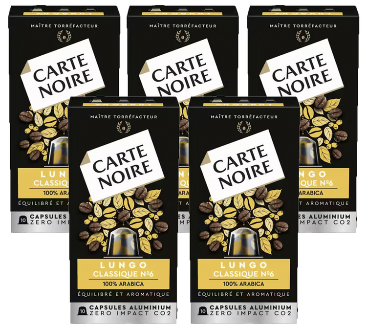 50 kapsler kompatible med Nespresso* Original Espresso Lungo n°6 - CARTE NOIRE
