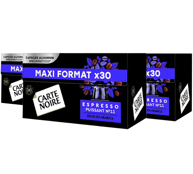 90 капсули съвместими с Nespresso* Original Espresso Силно n°11 - CARTE NOIRE