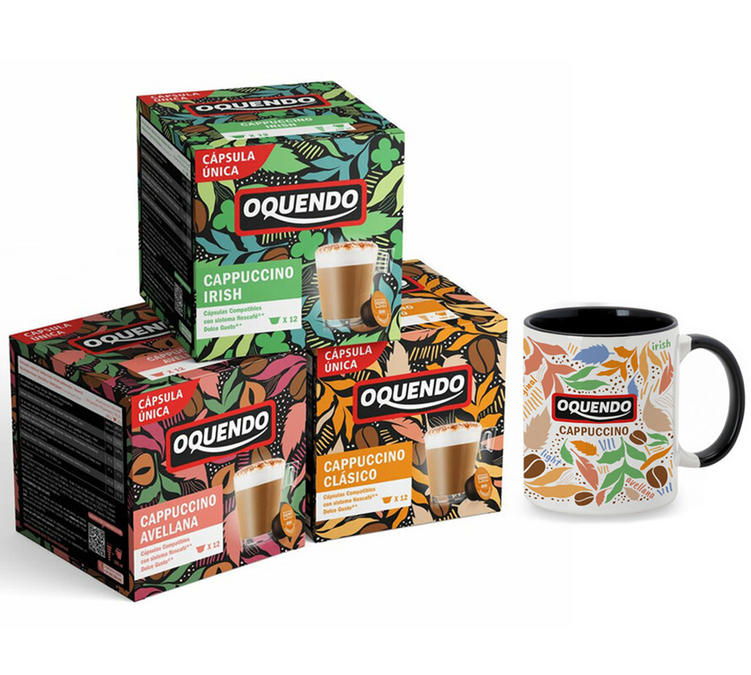 Cappuccino-pakkaus: 42 cl keramiikkamuki + 36 Dolce Gusto -kapselia - OQUENDO