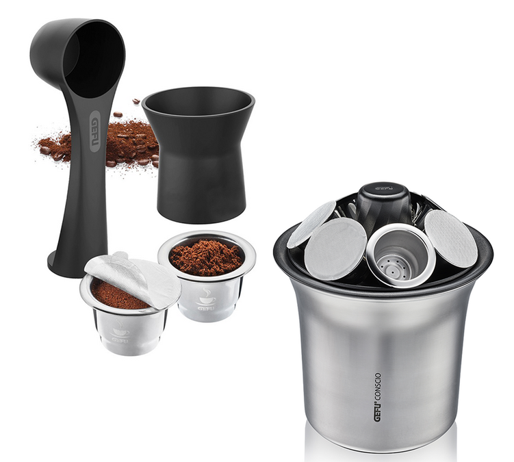 Herbruikbare Nespresso* Original compatibele capsule kit + koffieprullenbak Conscio - GEFU