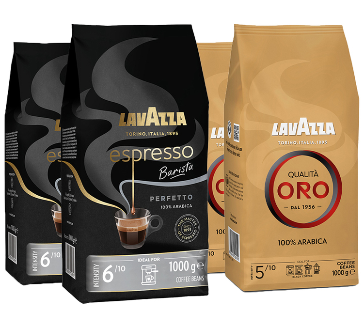 4 x 1 kg - Szemes kávé - Csomag 2 kg Qualita Oro és 2 kg Espresso Barista Perfetto - LAVAZZA