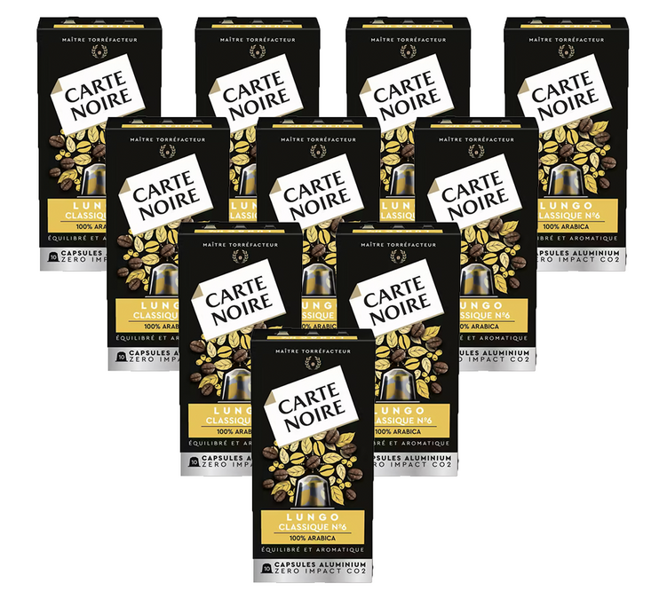 100 capsule compatibili con Nespresso* Original Espresso Lungo n°6 - CARTE NOIRE