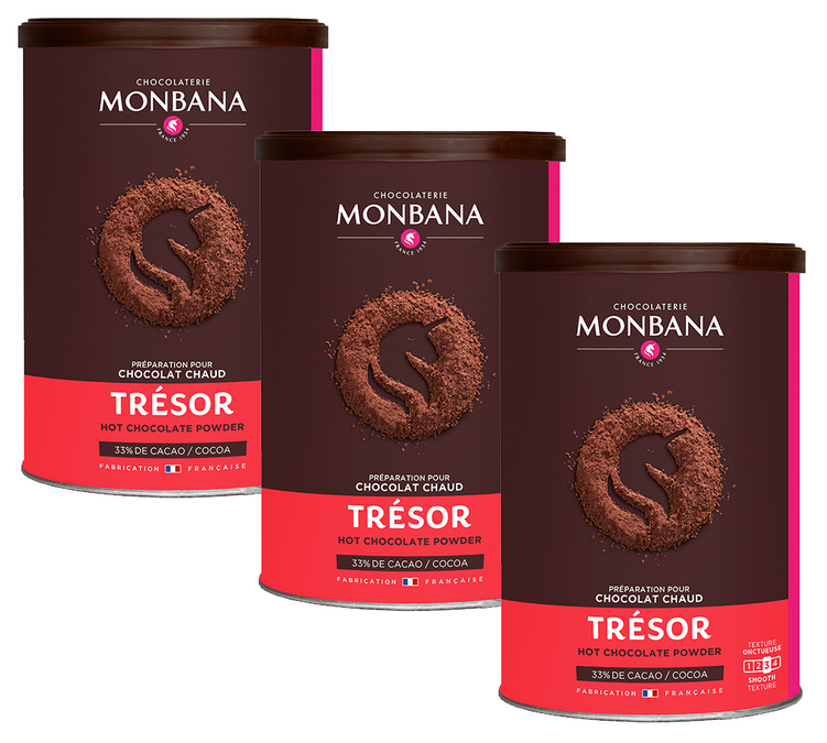 Pack 3 Čokolade u Prah Trésor Chocolat - U rasutom stanju 3 x 250 g - MONBANA