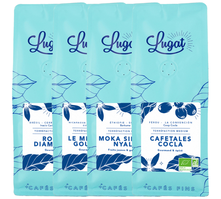 4 x 250 g - Whole Bean Coffee - Long Coffee Special Pack - LUGAT