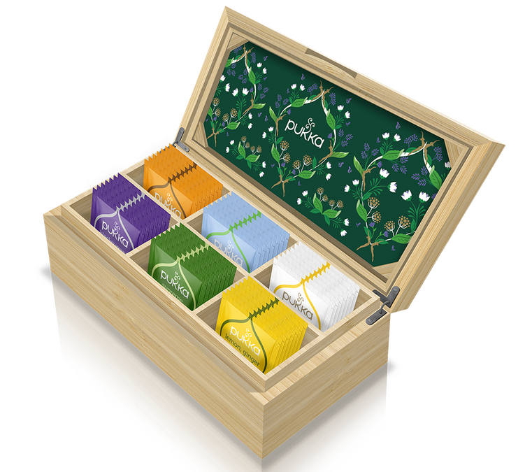 Caja Bambú Tés Ecológicos - 6 x 7 bolsas - PUKKA