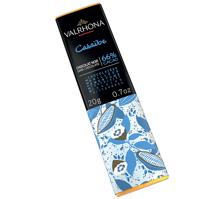 Mini Reep Pure Chocolade Caraïbisch 66% Cacao - 20 g - VALRHONA