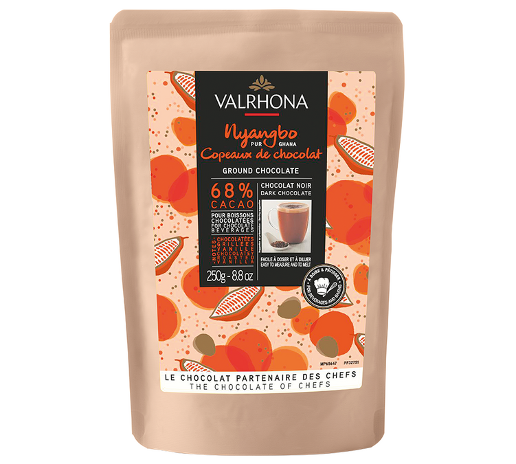 Felkészítés Forró Csokoládéhoz Csokoládé Forgács Nyangbo 68% Kakaó - Ömlesztett 250 g - VALRHONA
