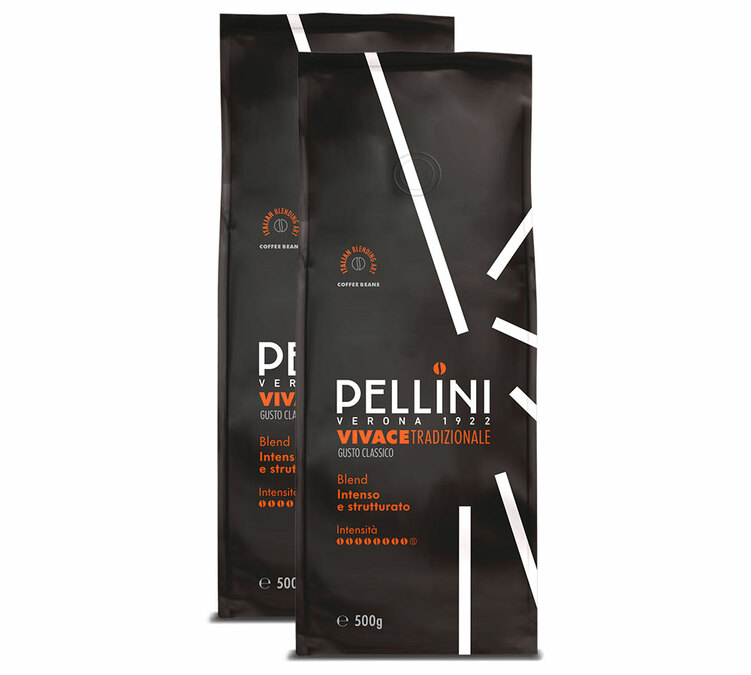 2 x 1 kg - Café em grão - Vivace Tradizionale Intenso - PELLINI
