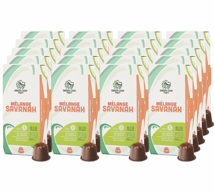200 капсула компатибилно са Nespresso* Original Мешавина Савана за професионалце Био - GREEN LION COFFEE