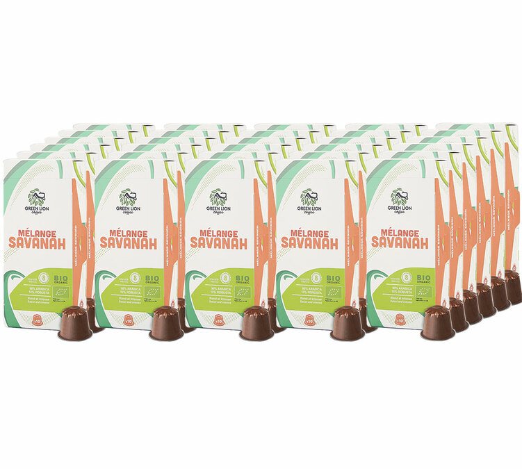 300 cápsulas compatíveis Nespresso* Original A mistura Savanah para profissionais Bio - GREEN LION COFFEE